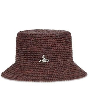 Vivienne Westwood Orb Raffia Bucket Hat - Brown