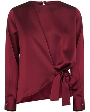Blanca Vita Burgundy Satin Cesta Blouse - Red