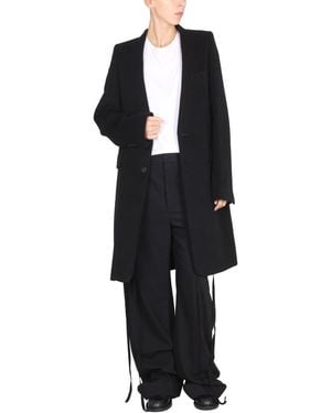 Ann Demeulemeester Celine Coat Wool Viscose Trench & Raincoats - Black