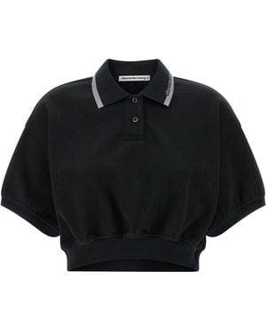 T By Alexander Wang Intarsia Collar Polo Shirt - Black