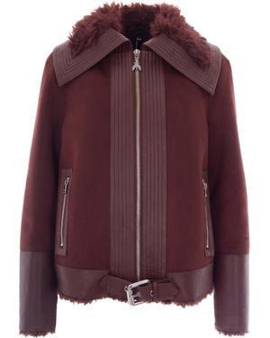 Patrizia Pepe Belted Faux Fur Collar Coat - Purple