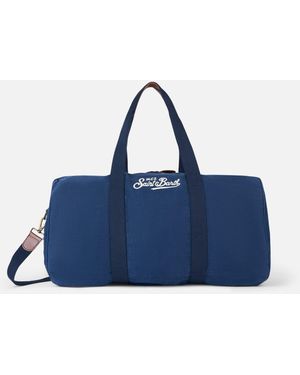 Mc2 Saint Barth Linen Travel Duffle Bag Jetleg - Blue