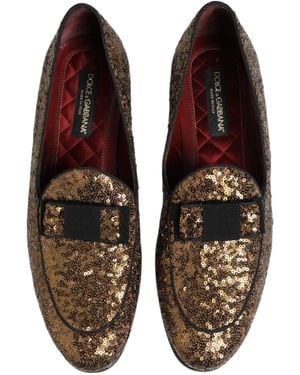 Dolce & Gabbana Maroon Sequin Gemstone Dress Loafers Shoes  display picture 3