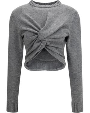 Balenciaga Ruched Crewneck Jumper Wool Ovis Aries - Grey
