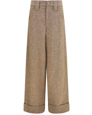 Brunello Cucinelli Beige Wool Oves Aries Casual Pants - Natural