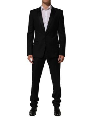 Dolce & Gabbana 2 Buttons Jacket Formal Piece Suit Wool - Black