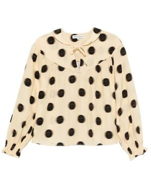 Stine Goya Polka-Dot Tie-Neck Blouse - Natural