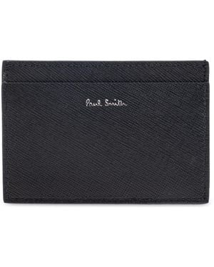 Paul Smith Leather Card Holder With Print - Black