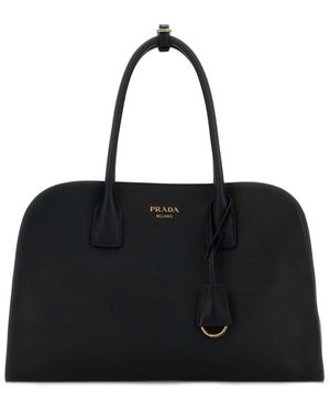 Prada Leather Medium Shopping Bag - Black