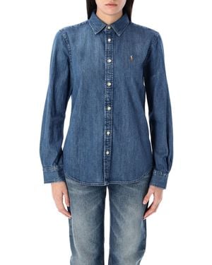 Polo Ralph Lauren Slim Fit Cotton Denim Shirt - Blue