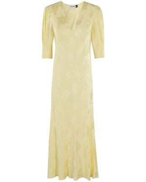 RIXO London Zadie Puff-Sleeve Midi Dress - Yellow