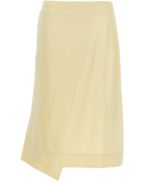 Jil Sander Satin Skirt With Side Slit - Yellow