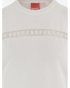 DIESEL T-Shirt With Sheer Motif Cotton T-Shirts & Jerseys - White