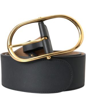 Dolce & Gabbana Leather Classic Metal Oval Buckle Belt Calf - Black