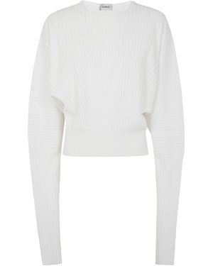 Mrz Round Neck Parisienne Over-Shoulder Sleeves Jumper - White