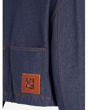 Fendi Denim Jacket With Logo Cotton - Blue