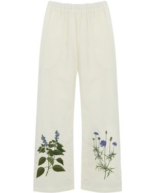 Weekend by Maxmara Cotton And Linen Blend Volante Pants - White