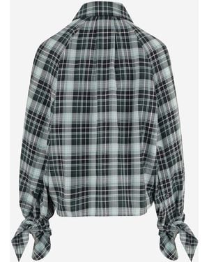 Patou Cotton Check Blouse With Tied Sleeves Shirt - Multicolour