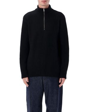 COLORFUL STANDARD Recycled Merino Wool Quarter Zip Sweater - Blue