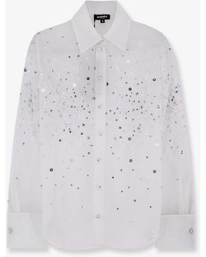 retroféte Shirt With All-Over Rhinestone Details - White