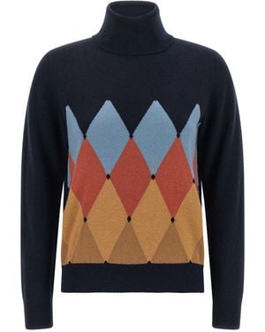 Ballantyne Diamond Intarsia Cashmere Sweater - Blue