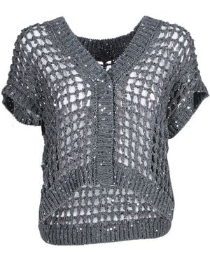 Peserico Knitted Jumper Cotton Crewneck - Blue