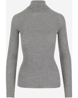 Sa Su Phi Cashmere And Silk Rib Knit Jumper - Grey