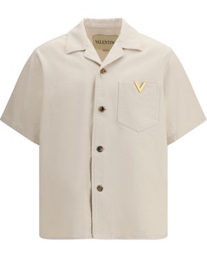 Valentino Signature Vlogo Bowling Shirt Cotton - White