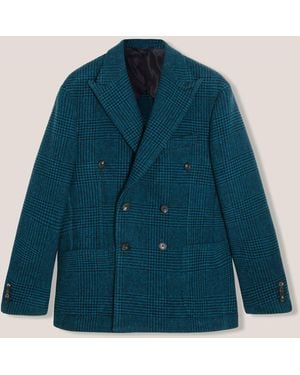 Doppiaa Aaradeo Checked Double Breasted Jacket Coats - Blue
