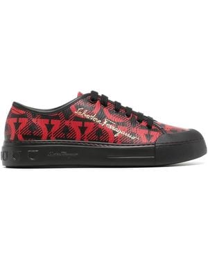 Ferragamo Gancini Logo-Top Trainers - Red