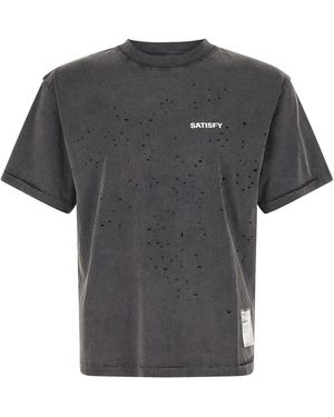 Satisfy Laser-Cut Perforated Organic Cotton T-Shirt - Gray