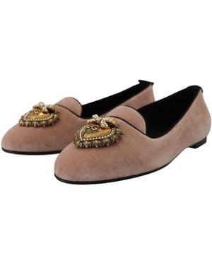 Dolce & Gabbana Velvet Slip Ons Loafers Flats Shoes Suede Leather - Black