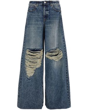 Vetements Distressed Wide-Leg Jeans in Black | Lyst