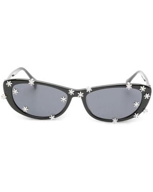 YVMIN Flower-Embellished Cat-Eye Sunglasses - Grey
