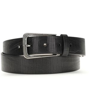Brunello Cucinelli Carved Leather Belt With Shimmering Buckle Calf Bos Taurus E Braces - Black
