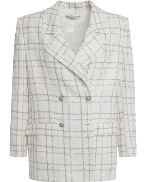 Alessandra Rich Double-Breasted Elegant Jacket Polyamide Blazers - White