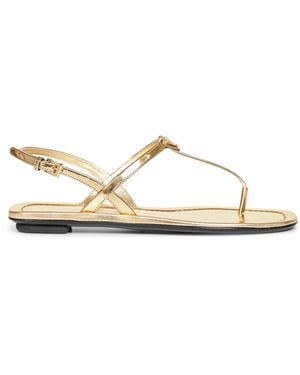 Prada Metallic Leather Thong Sandals Calf - White