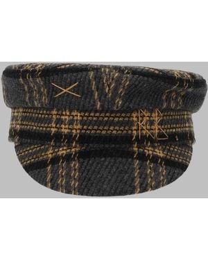 Ruslan Baginskiy Baker Boy Hat Check Cotton - Black