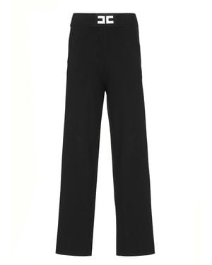 Elisabetta Franchi Logoed Palazzo Pants - Black