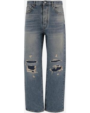 Maison Margiela Distressed Cotton Jeans - Blue