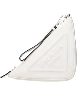Prada White Leather Clutch Bag