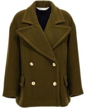Palm Angels Double-Breasted Wool Coat - Green