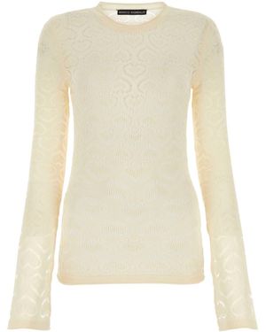 Marco Rambaldi Ivory Lace Top Exterior: Viscose Nylon Maglie - White