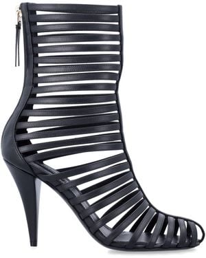 Givenchy Cage Leather Boots Calf - Black