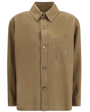 Saint Laurent Green Cotton Coat