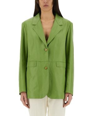 Alysi Oversized Leather Blazer - Green