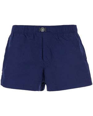Versace Swim Shorts With Elastic Waist And Medusa Plaque On The Front - Blue