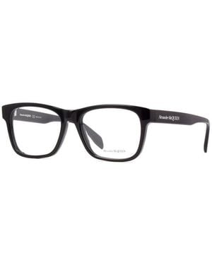 McQueen Eyeglasses Square Full Rim, Shiny Frame And Clear Demo Lens Am0307O001 - Black