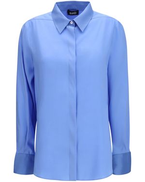 Ella Silk Shirt With Back Gathering Silk; Elastane - Blue