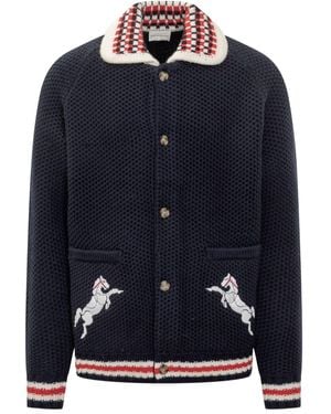 Drole de Monsieur Embroidered Shirt Jacket - Blue